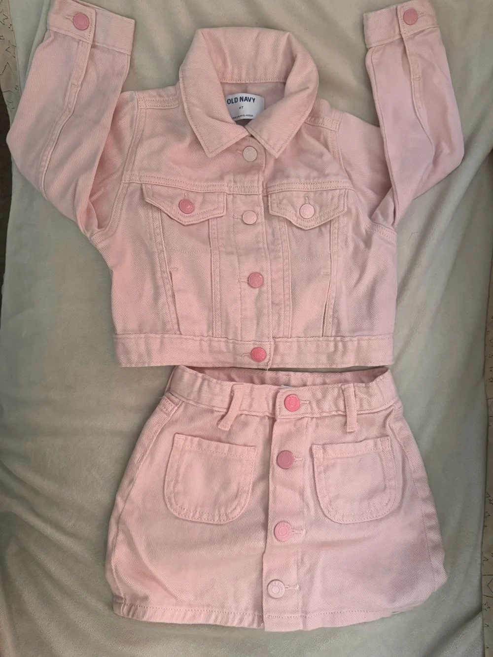 Old Navy Light Pink Denim Jacket and Skirt Set